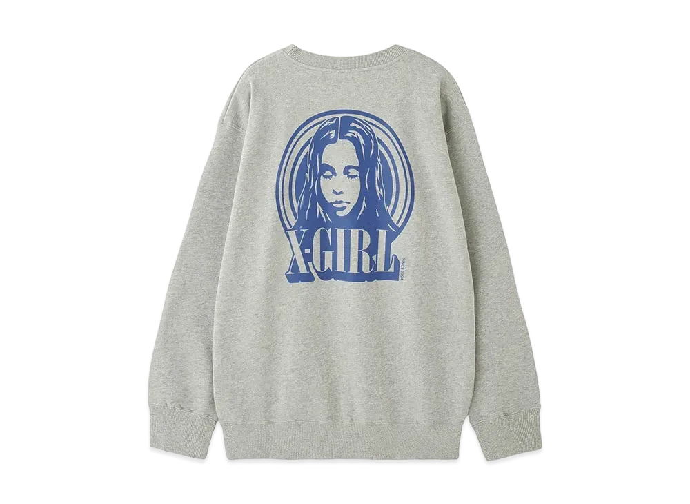 X-Girl Circle Background Face Logo Big Sweat Top "Ash"