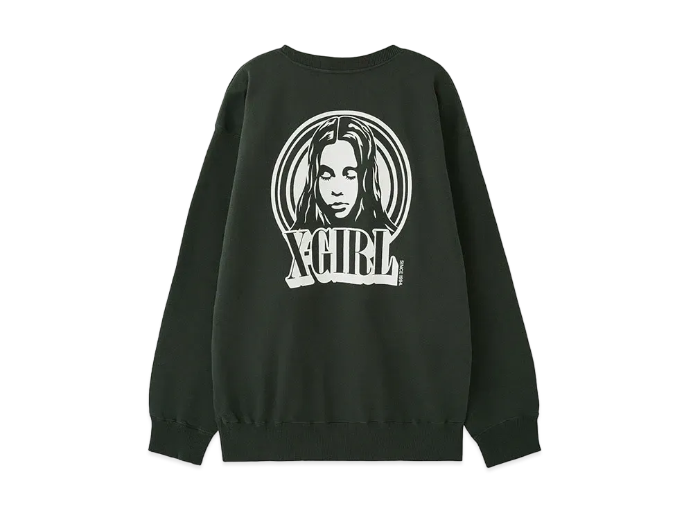 X-Girl Circle Background Face Logo Big Sweat Top "Black"