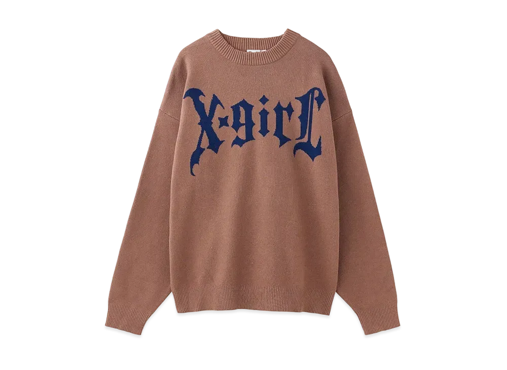 X-Girl Gothic Logo Jacquard Knit Top "Brown"