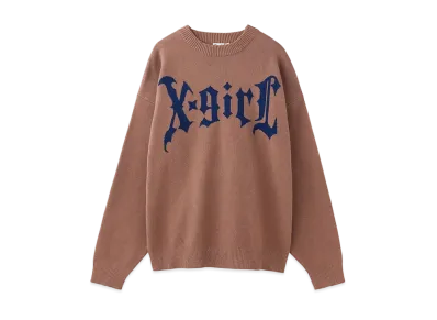 X-Girl Gothic Logo Jacquard Knit Top "Brown"