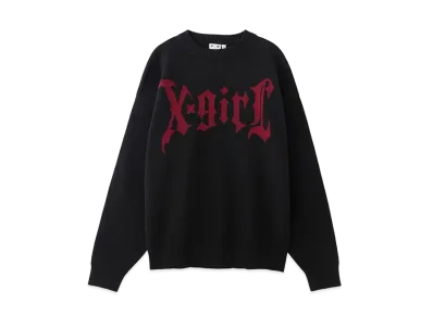 X-Girl Gothic Logo Jacquard Knit Top "Black"