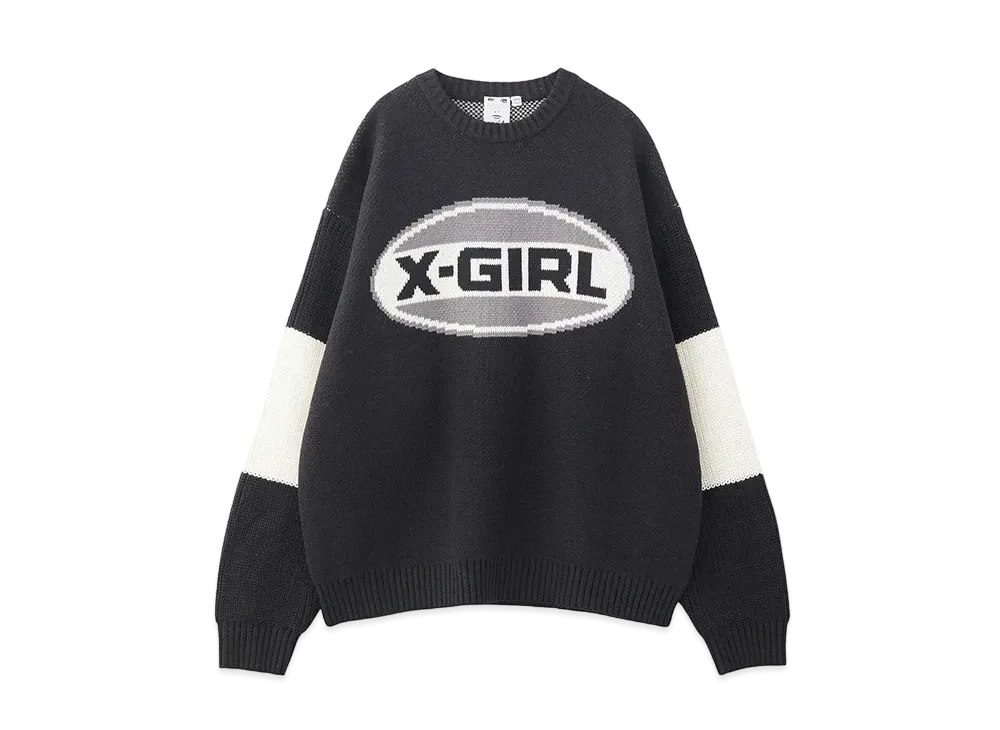 X-Girl Bicolor Oval Logo Jacquard Knit Top "Black"