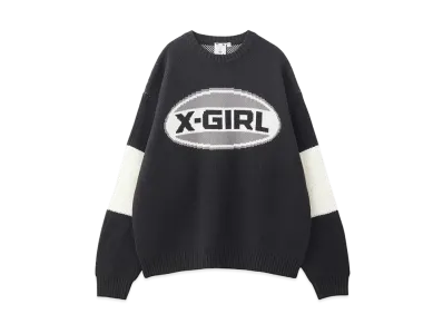 X-Girl Bicolor Oval Logo Jacquard Knit Top "Black"