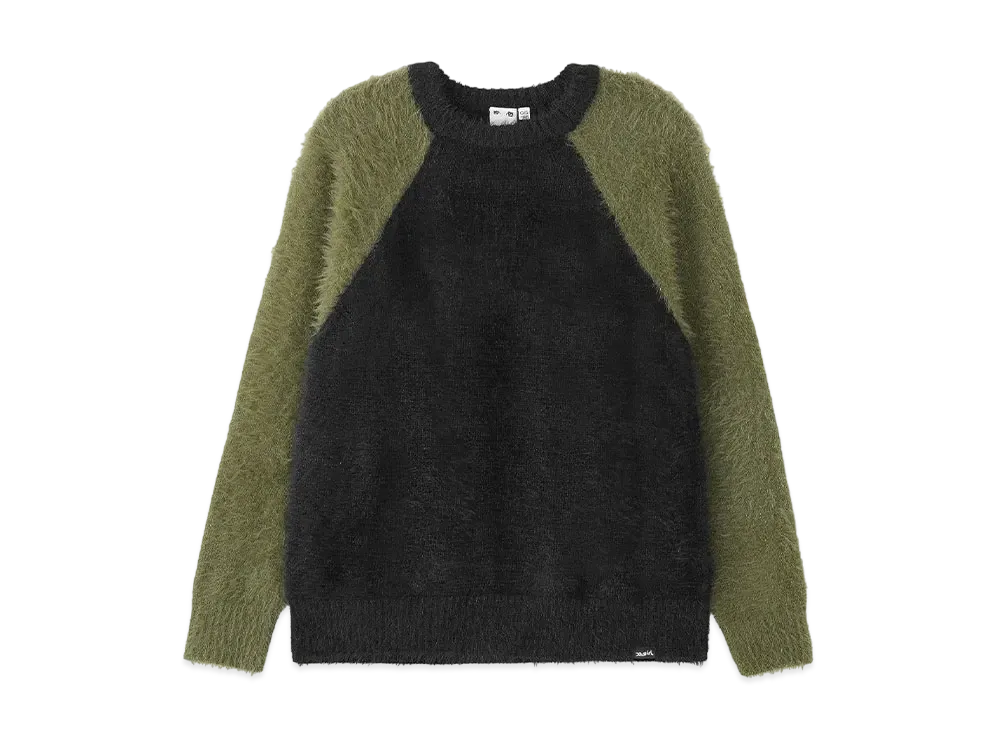 X-Girl Shaggy Knit Raglan Sleeve Top "Olive"