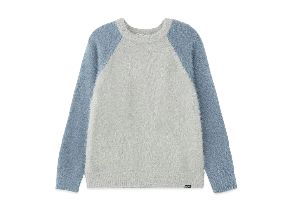 X-Girl Shaggy Knit Raglan Sleeve Top "Ltblue"