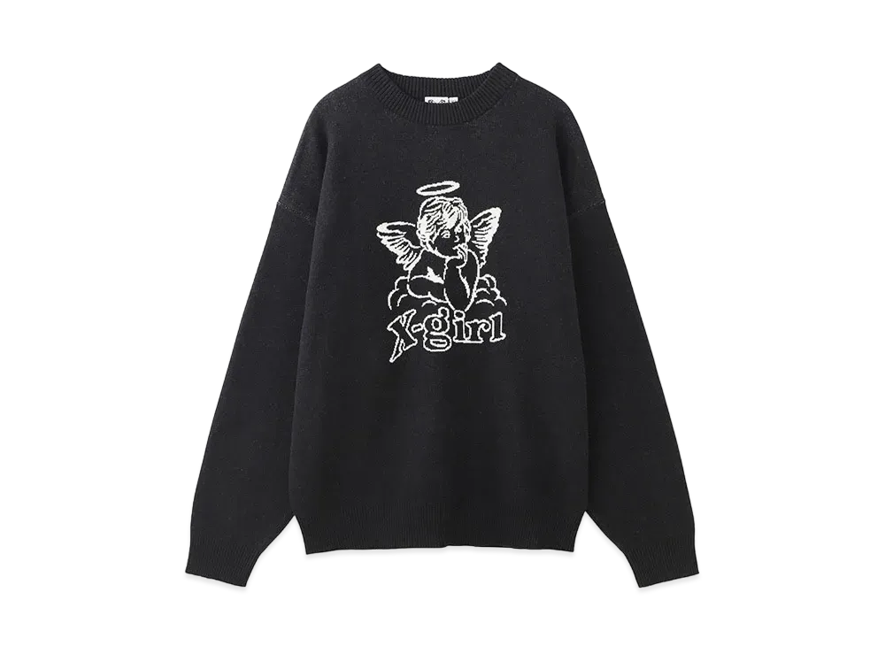 X-Girl Angel Jacquard Knit Top "Black"