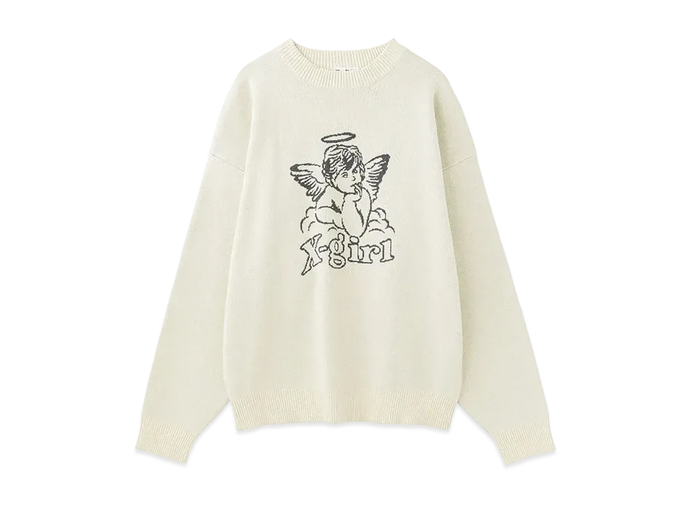 X-Girl Angel Jacquard Knit Top "Off White"
