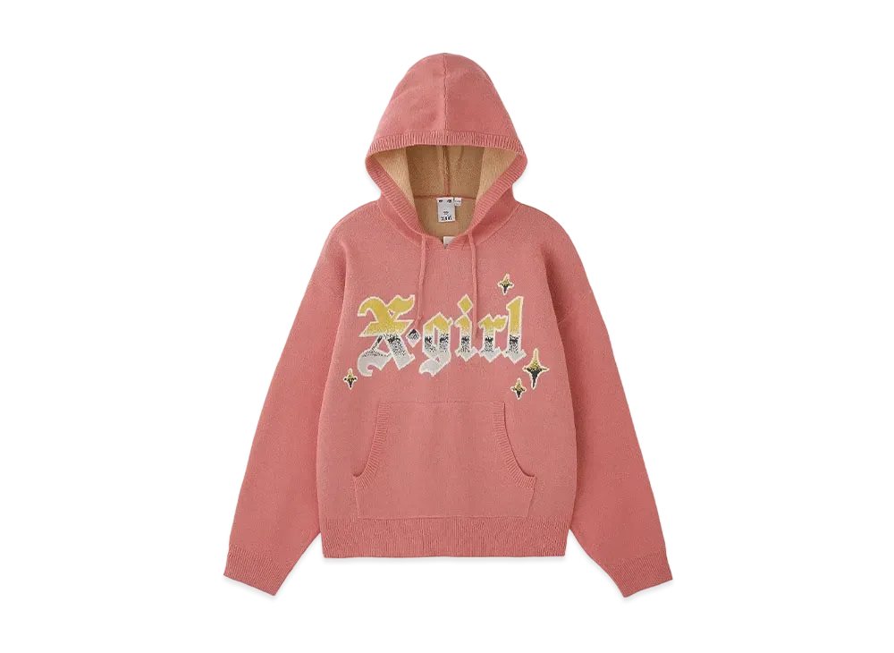 X-Girl Gradient Logo Jacquard Knit Hoodie "Pink"