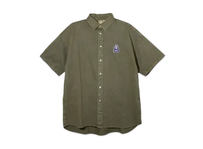 X-Girl Face Pigment Dyed S/S Shirt "Olive"