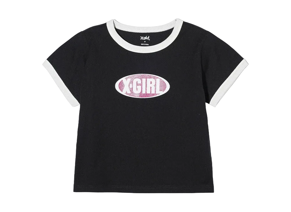 X-Girl Glitter Oval Logo S/S Baby Tee "Black"