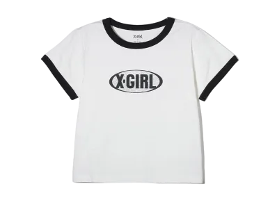 X-Girl Glitter Oval Logo S/S Baby Tee "White"