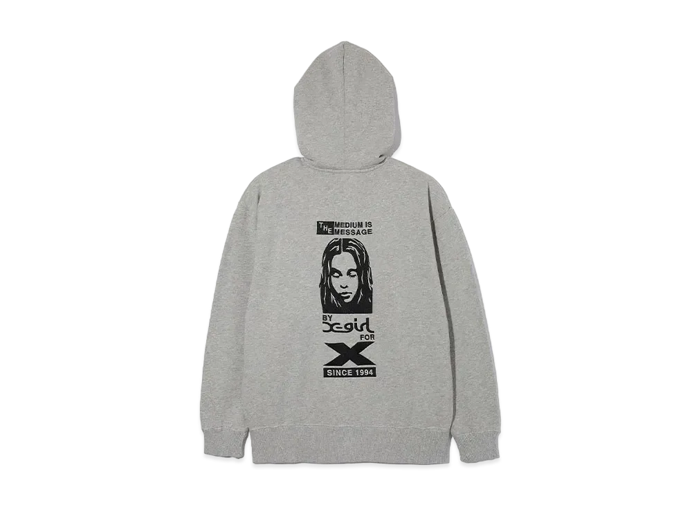 X-Girl For X Zip Up Sweat Hoodie "Ash"