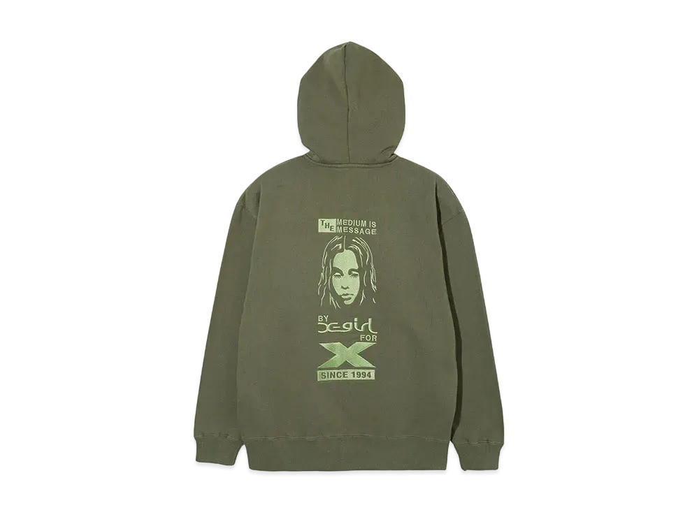 X-Girl For X Zip Up Sweat Hoodie "Olive"