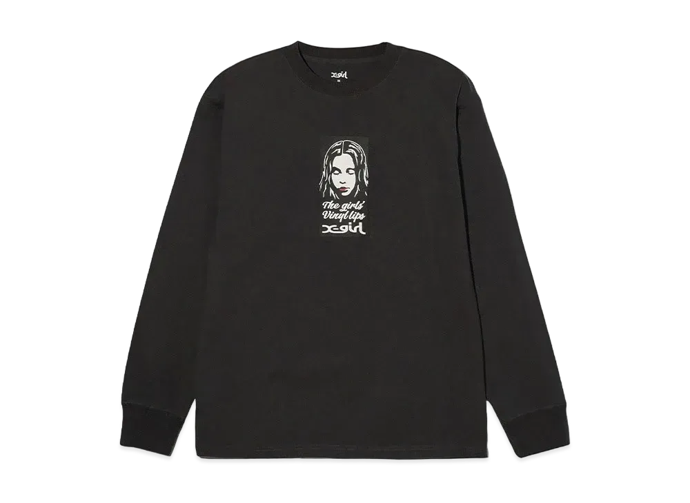 X-Girl Vinyl Lip X-Girl Face L/S Tee "Charcoal"