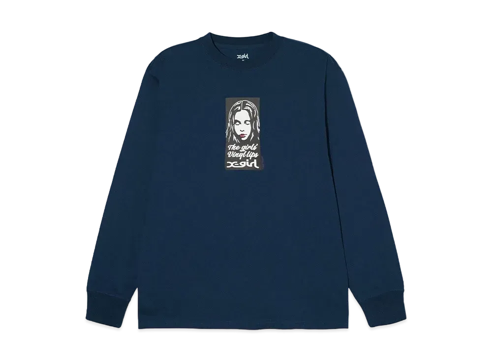 X-Girl Vinyl Lip X-Girl Face L/S Tee "Navy"