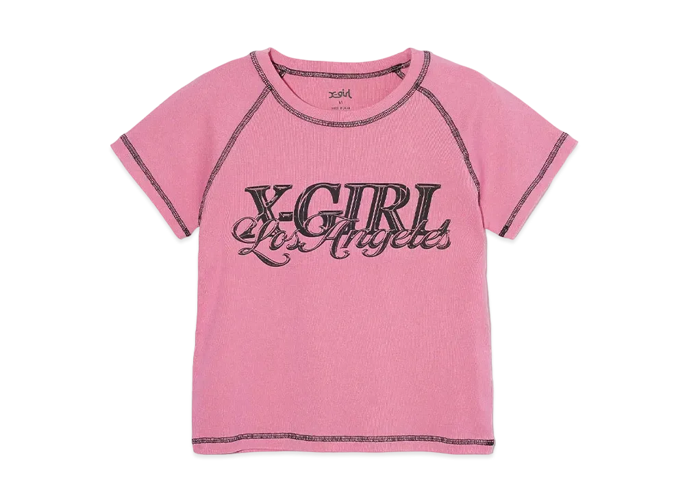 X-Girl Chrome Effect Logo Raglan S/S Baby Tee "Pink"