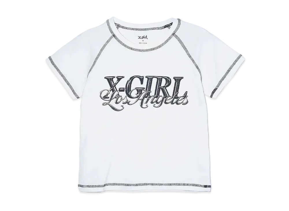 X-Girl Chrome Effect Logo Raglan S/S Baby Tee "White"