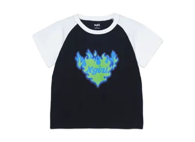X-Girl Burning Heart Raglan S/S Baby Tee "Black"