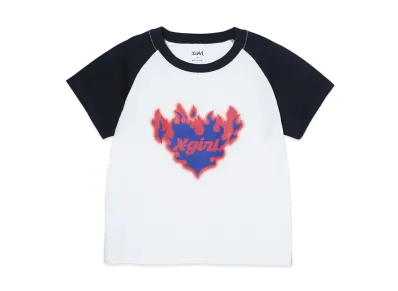 X-Girl Burning Heart Raglan S/S Baby Tee "White"