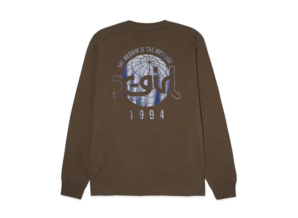 X-Girl Globe Mills Logo L/S Tee "Brown"
