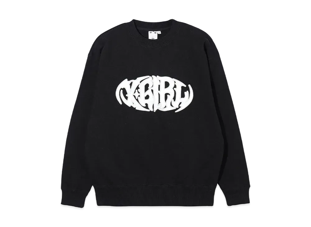X-Girl Tribal Shaped Logo Patch Crewneck Sweat Top "Black"
