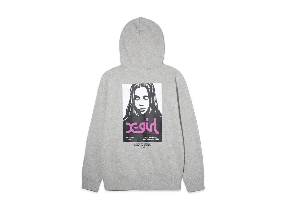 X-Girl Face Poster Sweat Hoodie "Ash"