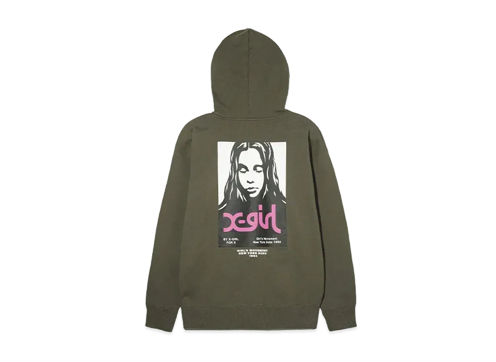X-Girl Face Poster Sweat Hoodie "Olive"
