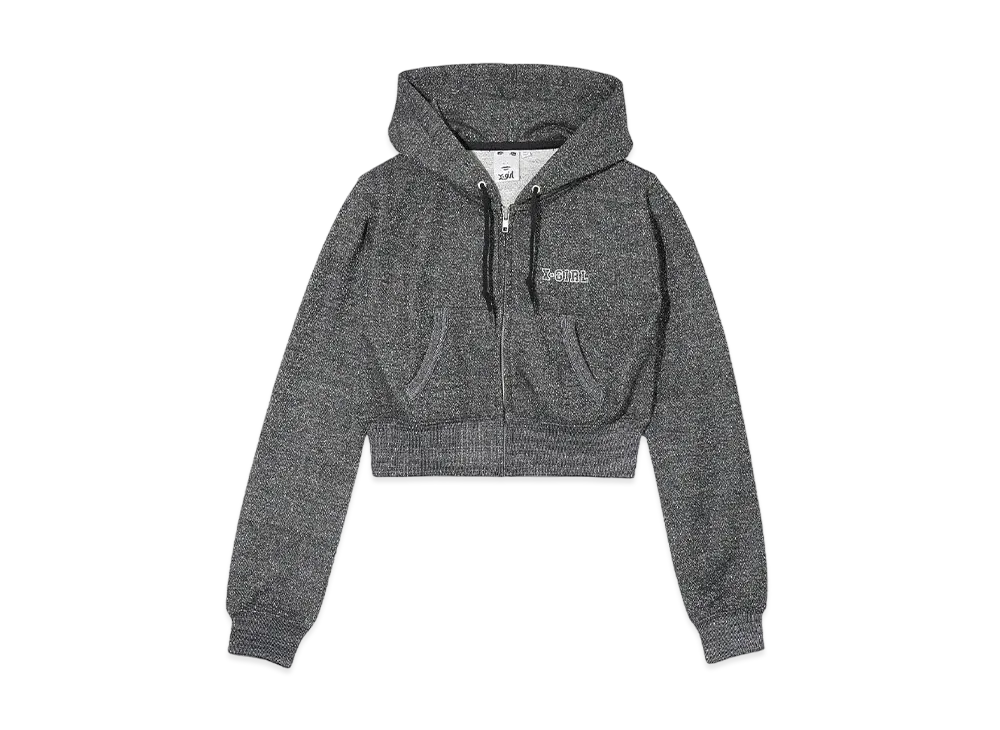 X-Girl Glitter Sweat Zip Up Top "Black"