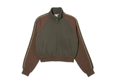 X-Girl Striped Sleeve Compact Zip Up Sweatshirt "Olive"