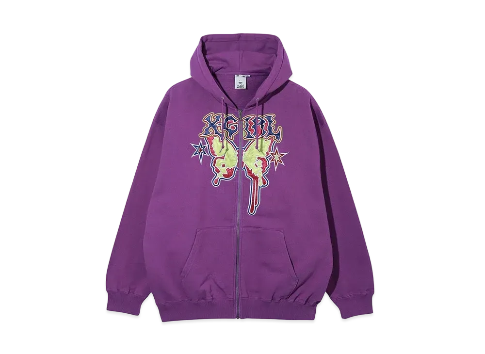 X-Girl Butterfly Zip Up Hoodie "Purple"