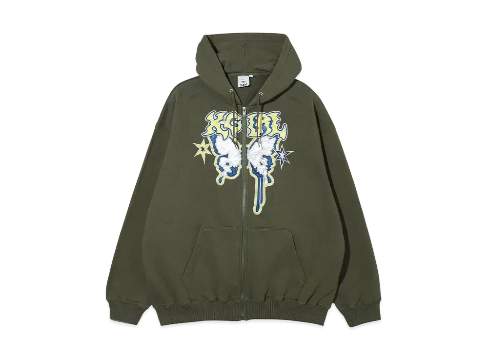 X-Girl Butterfly Zip Up Hoodie "Olive"