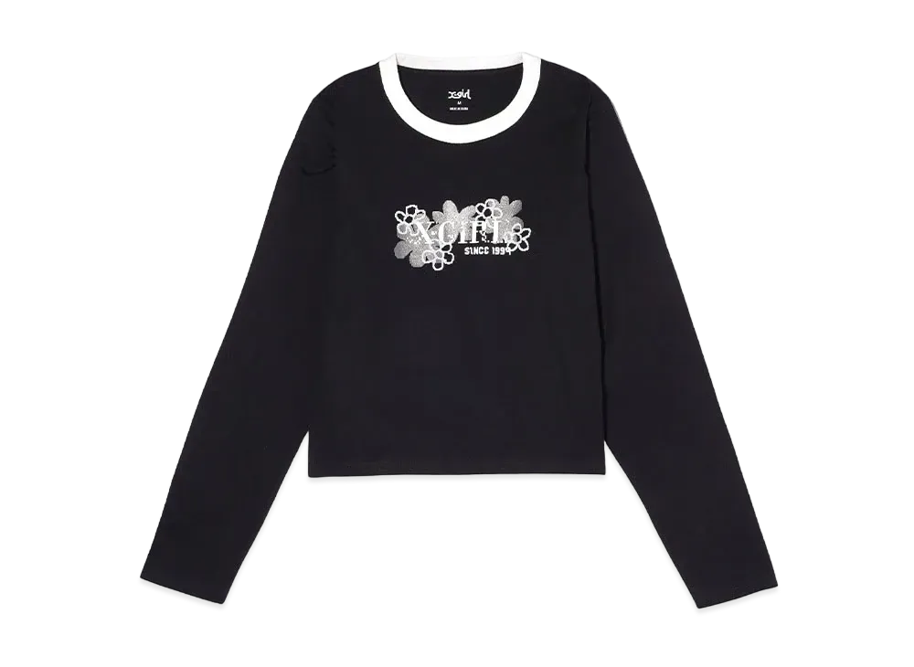 X-Girl Pixel Flower Logo Baby L/S Tee "Black"