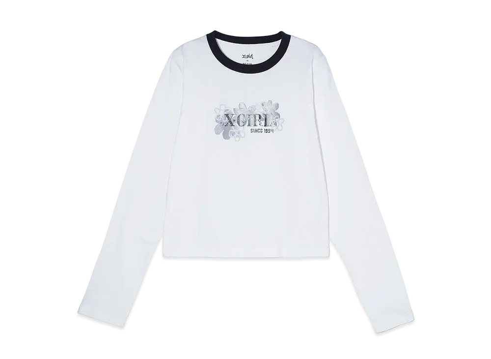 X-Girl Pixel Flower Logo Baby L/S Tee "White"