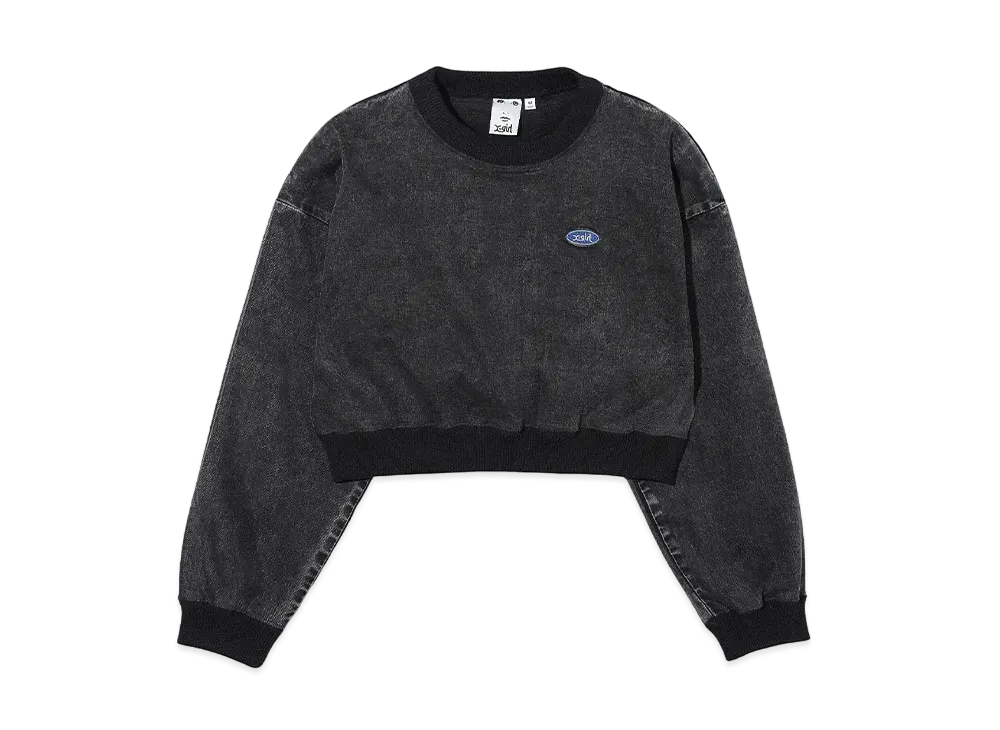 X-Girl Woven Cropped Crewneck Top "Black"