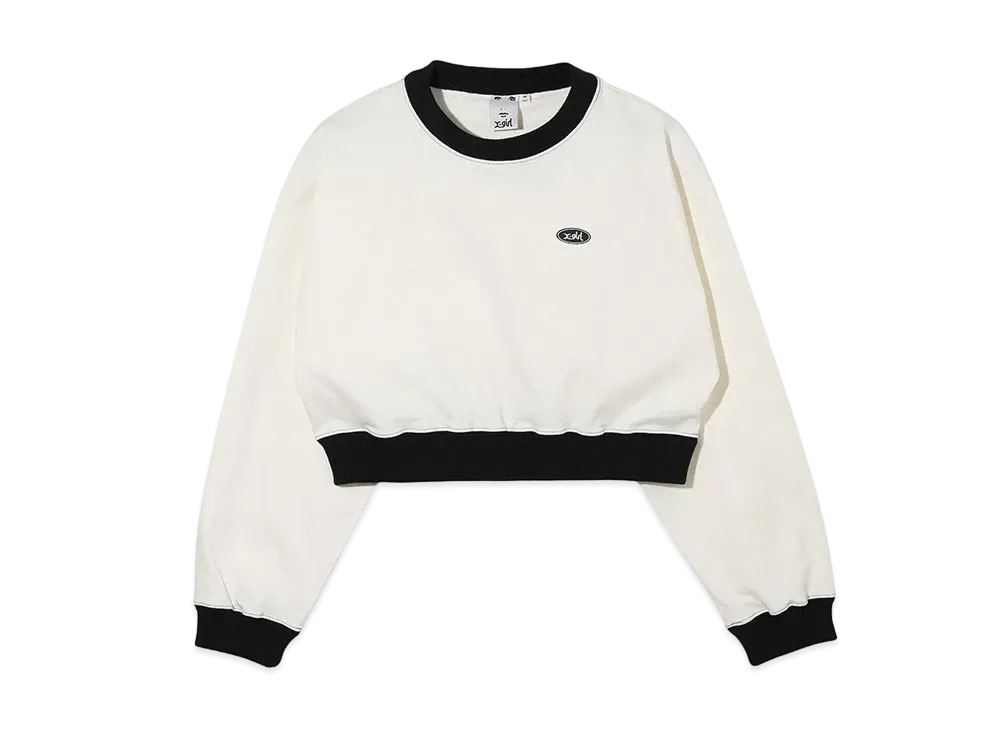 X-Girl Woven Cropped Crewneck Top "White"
