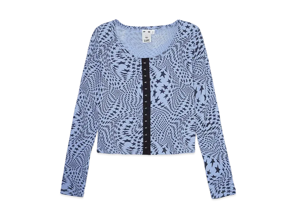 X-Girl Distorted Stars Comapct Cardigan "Ltblue"