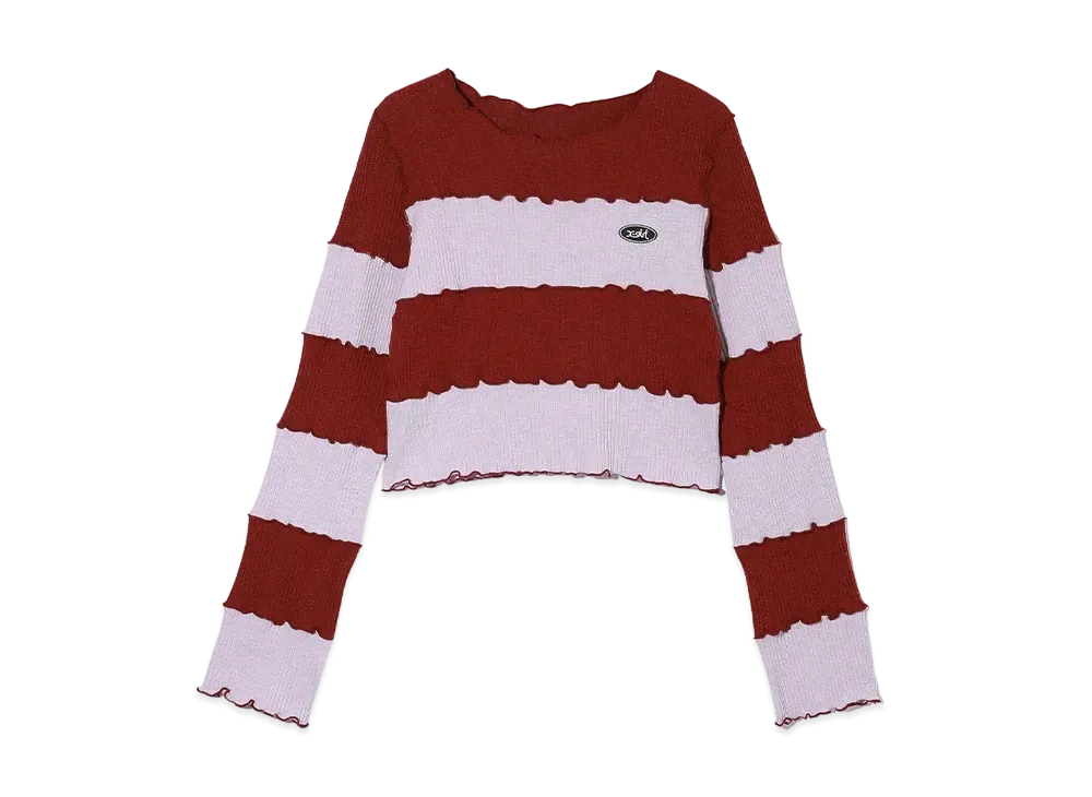 X-Girl Striped Cropped Top "Burgundy"