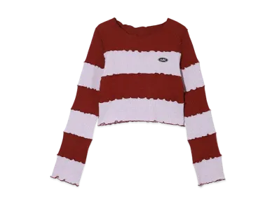X-Girl Striped Cropped Top "Burgundy"