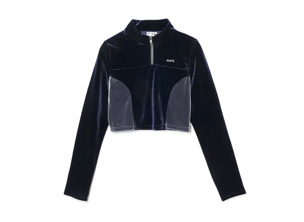 X-Girl Velour Half Zip Top "Navy"