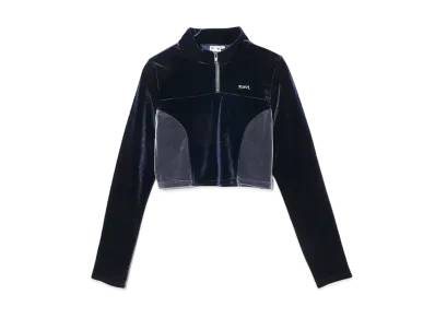 X-Girl Velour Half Zip Top "Navy"
