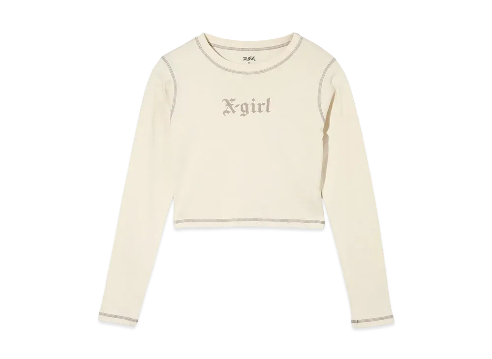 エックスガール オールド イングリッシュ L/S ベビー Tシャツ "オフホワイト"