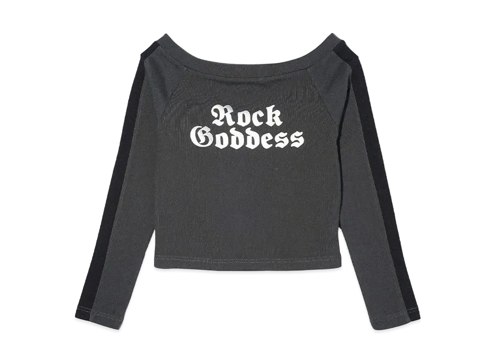 X-Girl Off The Shoulder L/S Top "Charcoal"