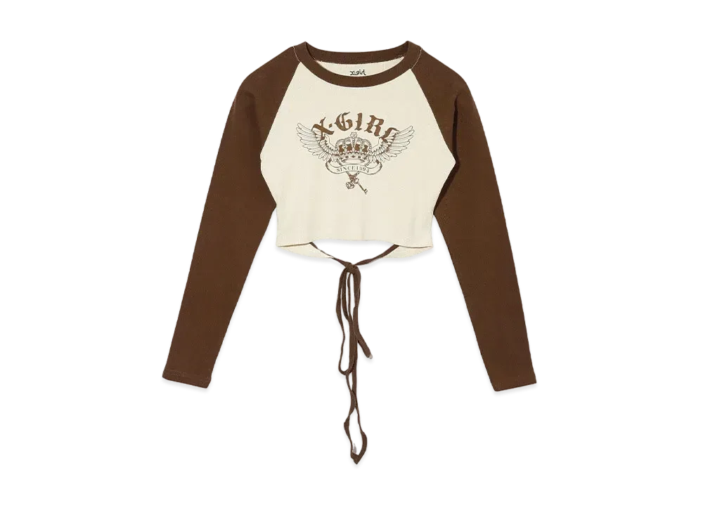 X-Girl Crown And Wings Raglan L/S Baby Tee "Off White"