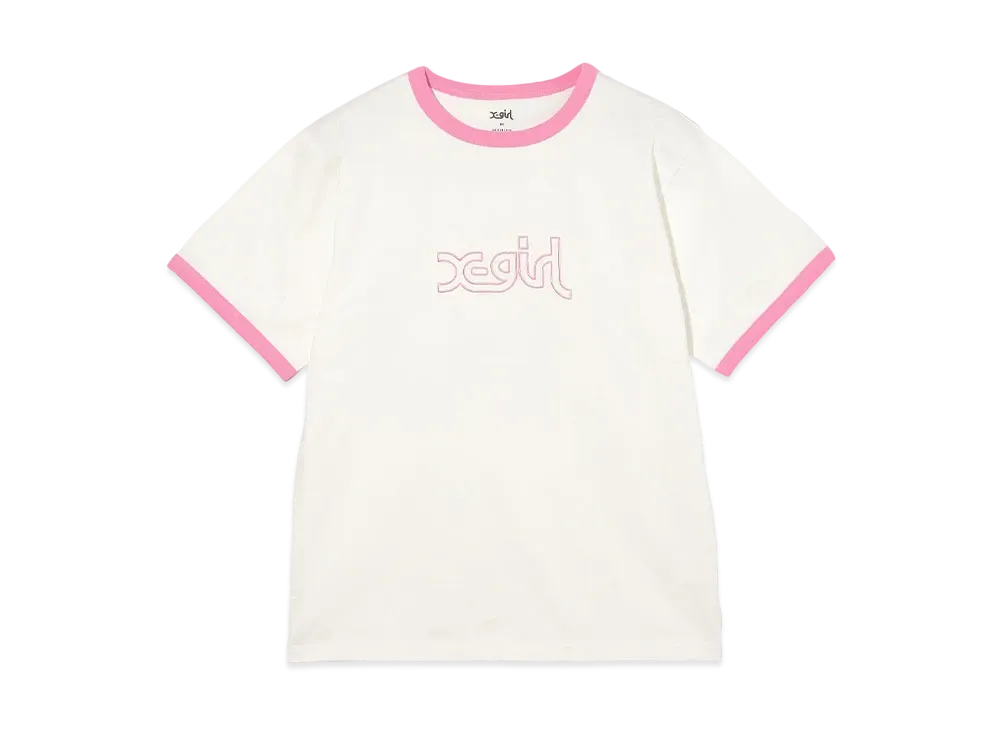 X-Girl Outline Mills Logo S/S Ringer Tee "White"