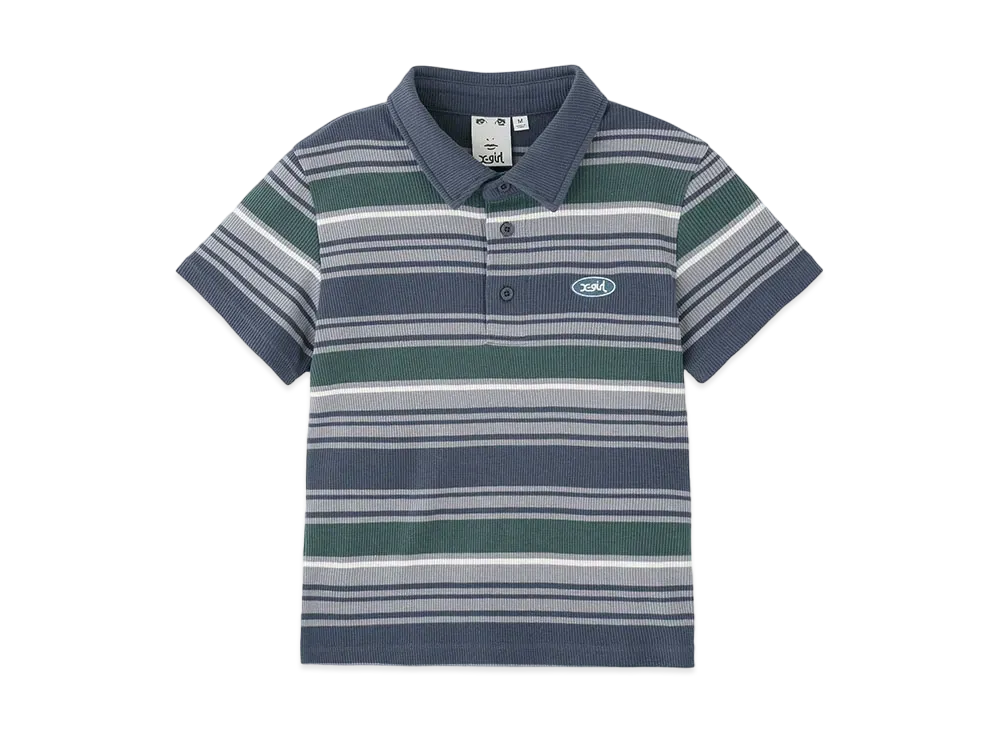 X-Girl Striped Baby Polo Top "Navy"