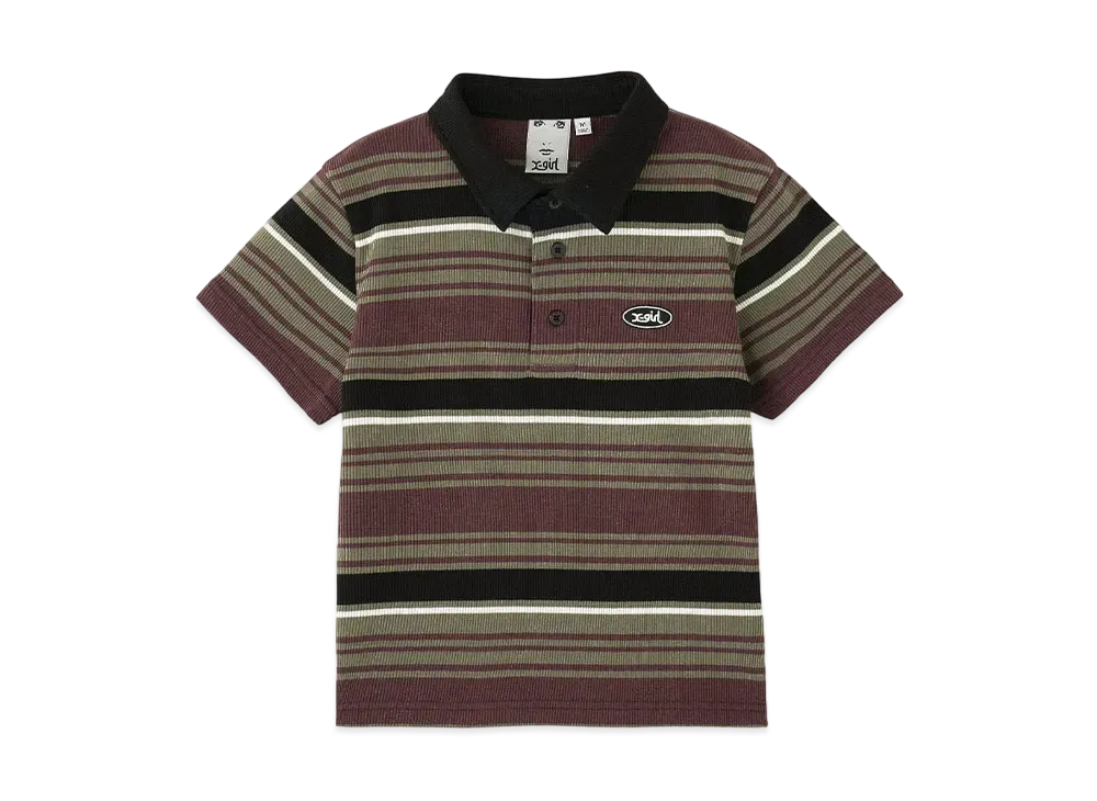 X-Girl Striped Baby Polo Top "Burgundy"