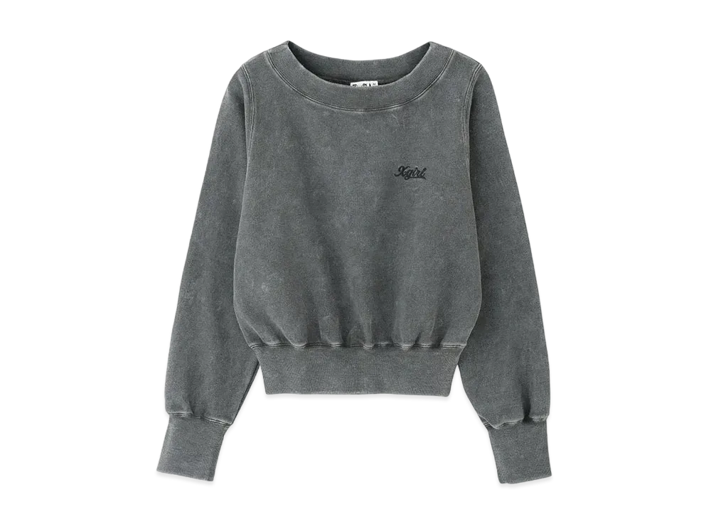 X-Girl Wide Neck X-Girl Sweat Top "Charcoal"