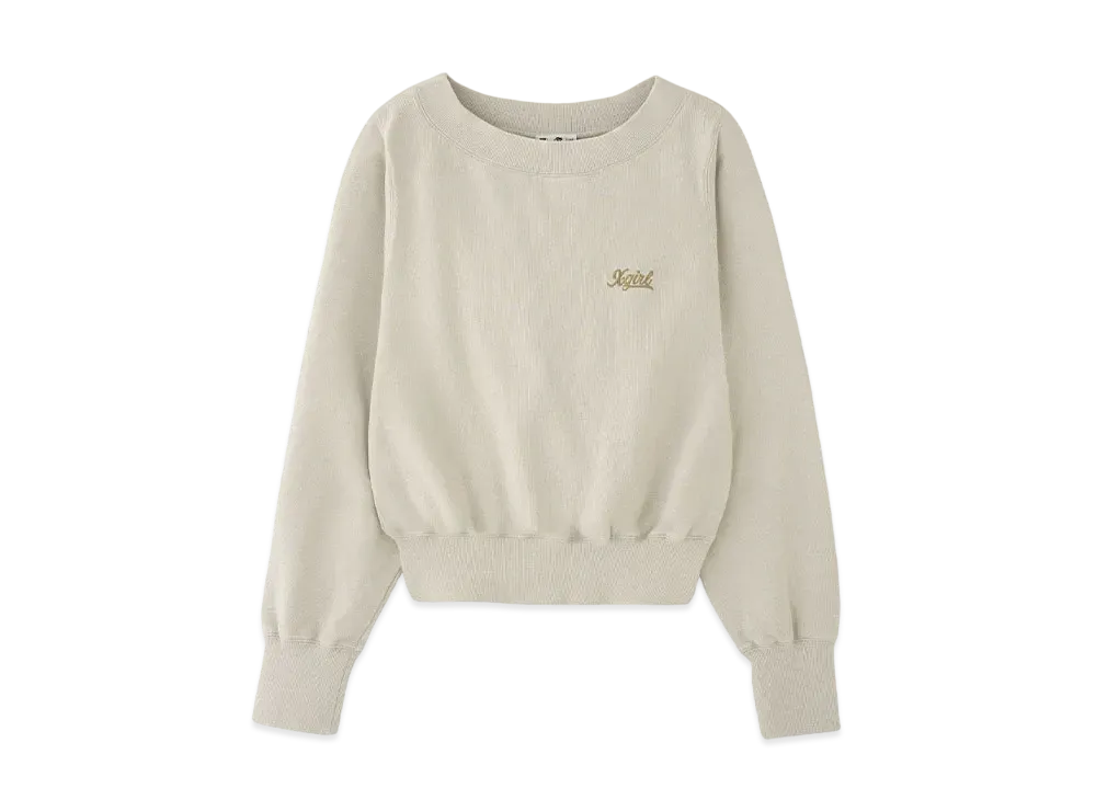 X-Girl Wide Neck X-Girl Sweat Top "Off White"