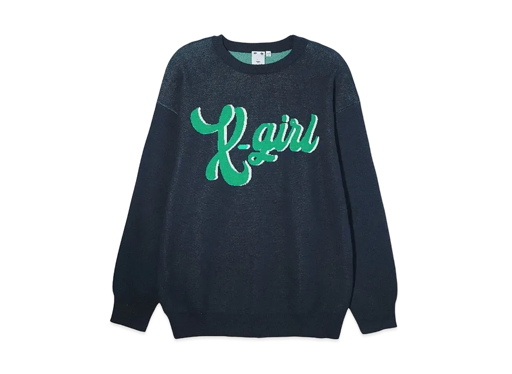 X-Girl Logo Jacquard Knit Top "Navy"