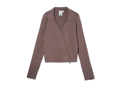 X-Girl Zip Up Rib Knit Top "Brown"